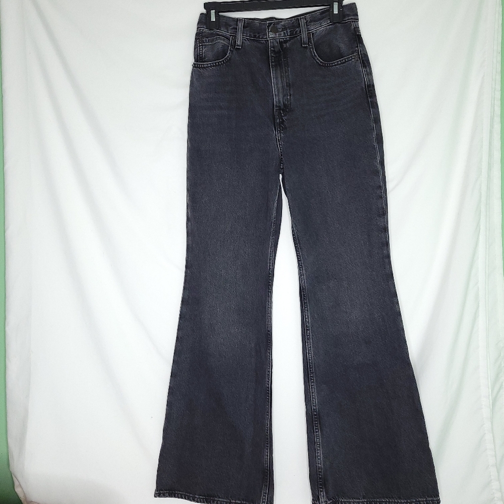 LEVI'S 70s High Flare Big E Women's Faded Black Retro Jeans Size 26